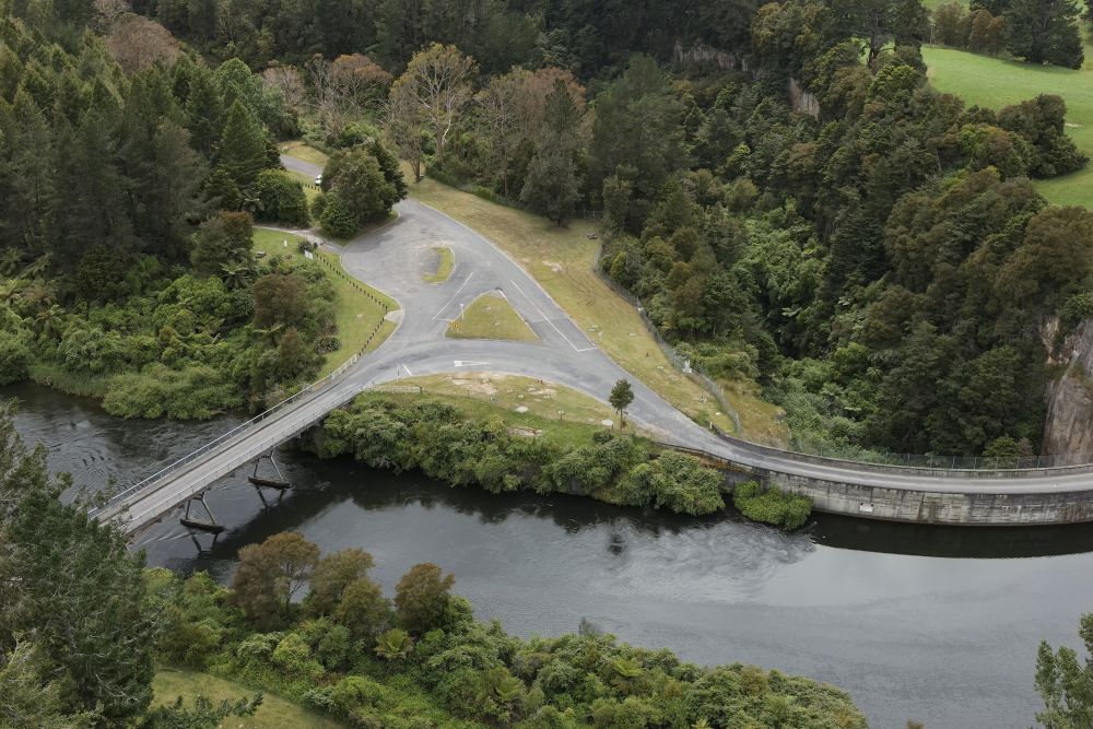 Aerial photo of Arapuni Darm from upstream