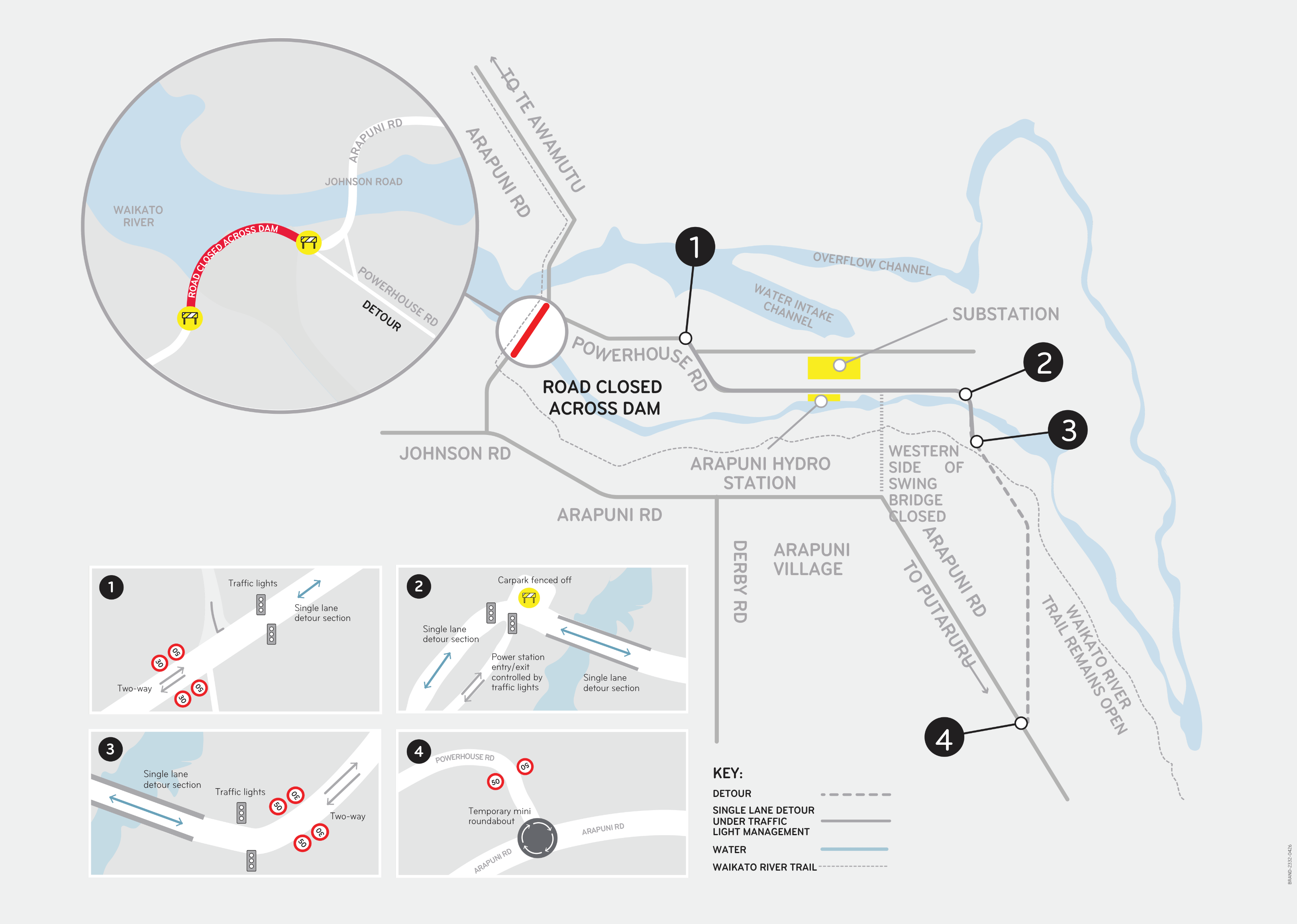 map of Powerhouse Road detour route