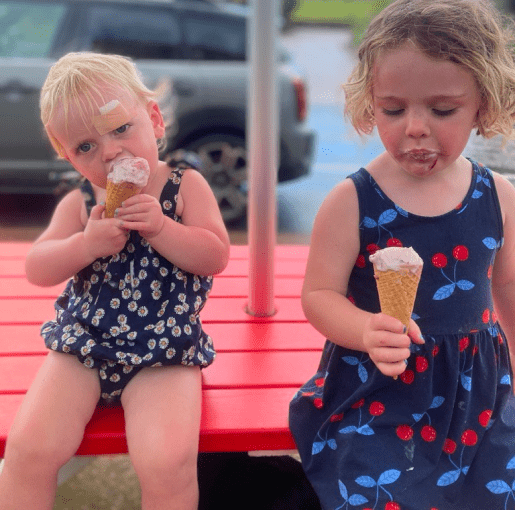 Lulu eating ice cream.