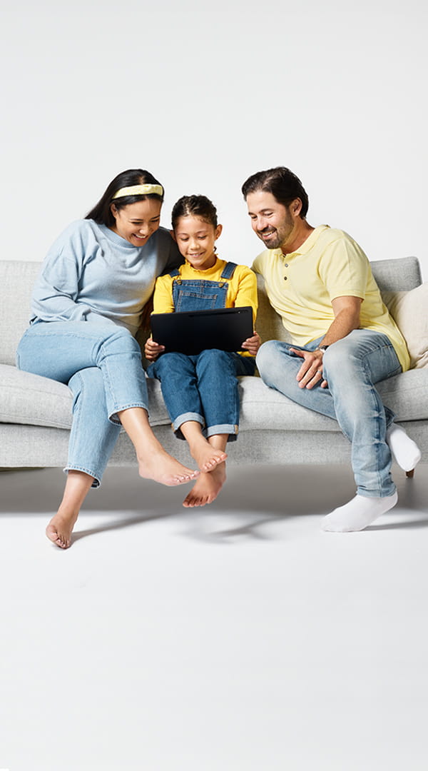 Family watching show on a tablet