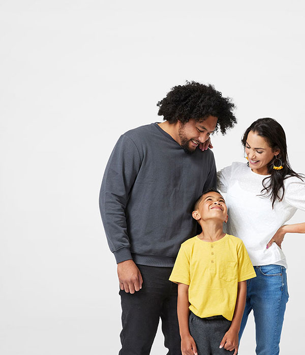 Family huddled around together.