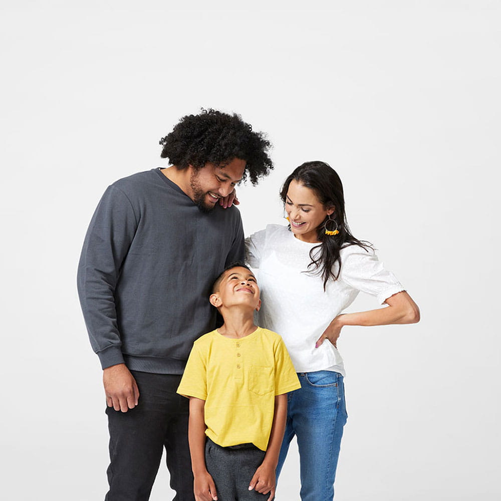 Family huddled around together.