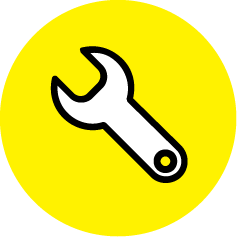 Yellow icon of a spanner.
