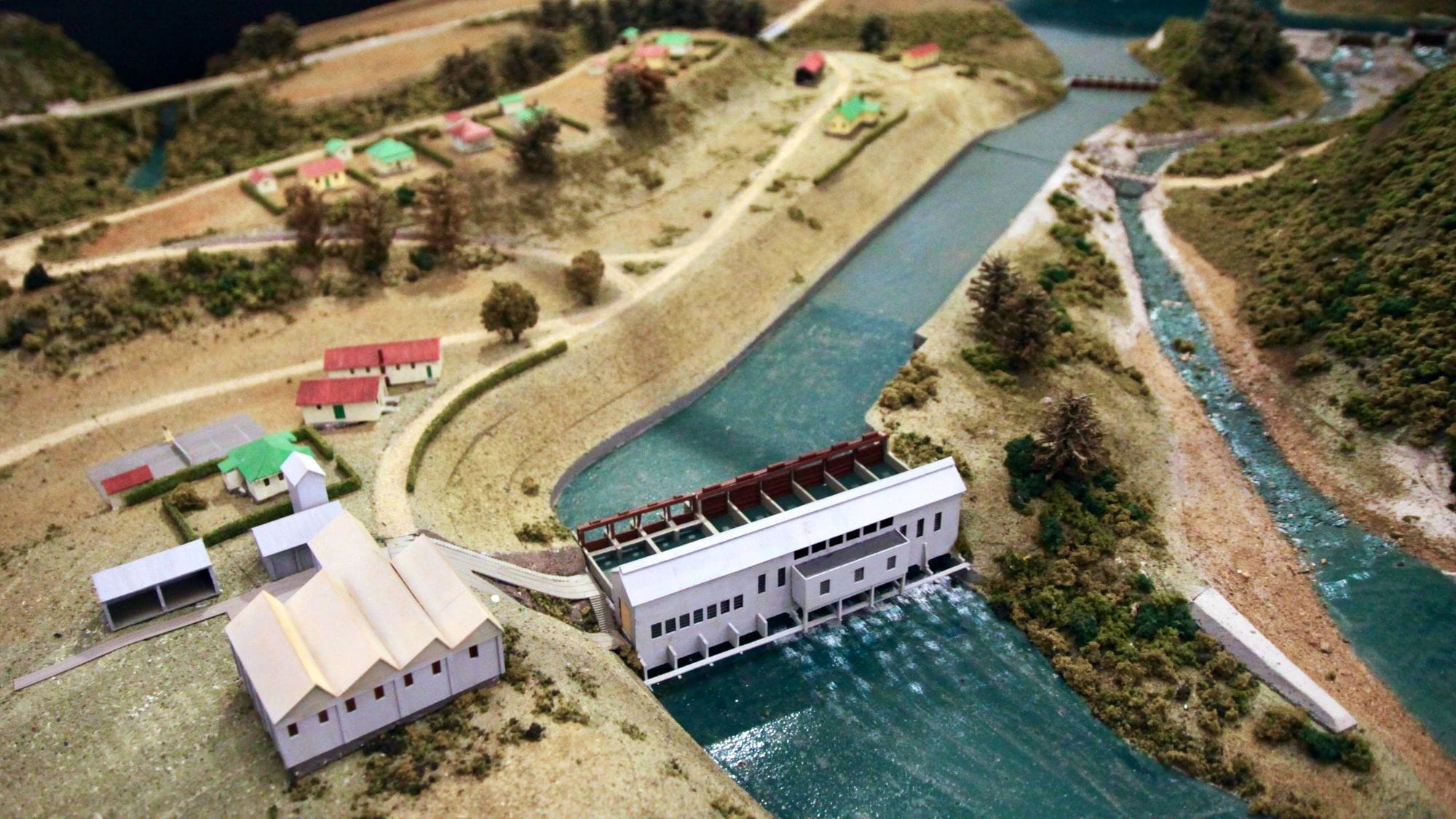 model of powerhouse and operations buildings of Horahora Power Station