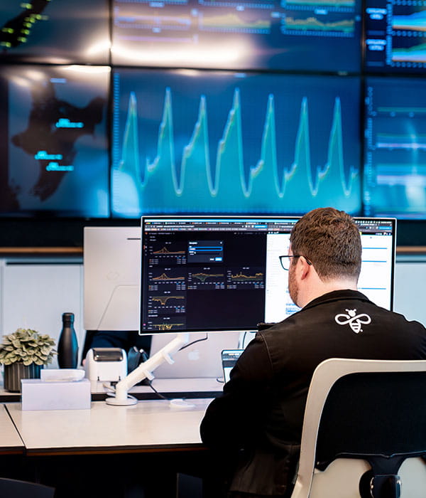 Man at network operations centre.